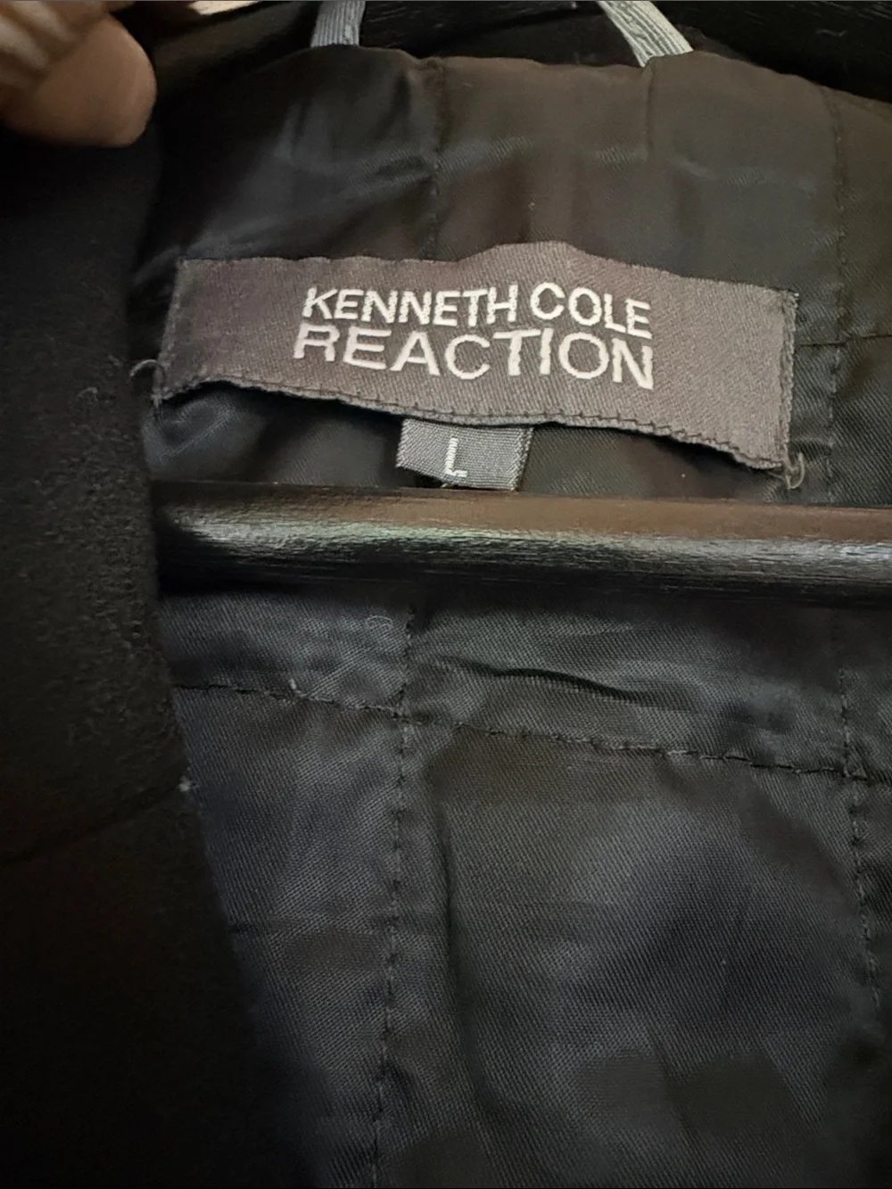 Kenneth Cole Reaction Men’s Size Large Black Pea Coat - Picture 2 of 8